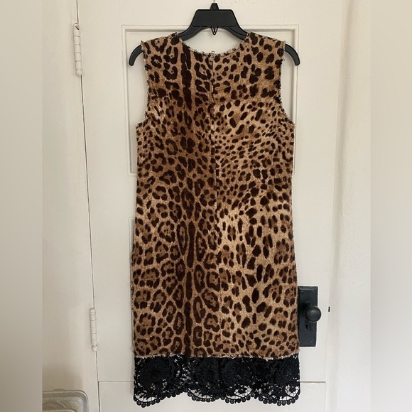 Vintage Dolce & Gabbana Leopard Tweed Sleeveless Mini Shift Dress Size 4…